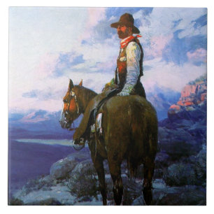 Frank Tenney Johnson Western Art "The Rustler" Tile