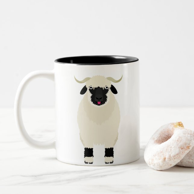 Frank the Valais Black Nose Sheep-Coffee Mug (With Donut)