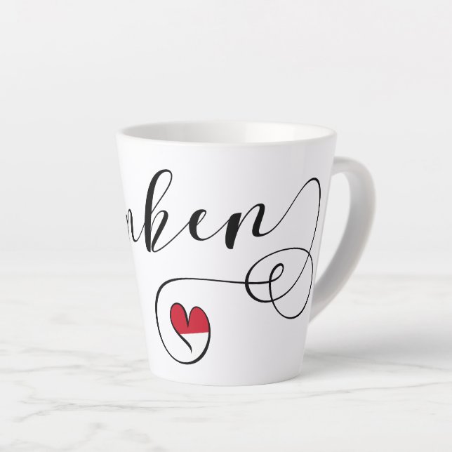 Franken, Franconia Flag Heart, Franconian Latte Mug (Right Angle)