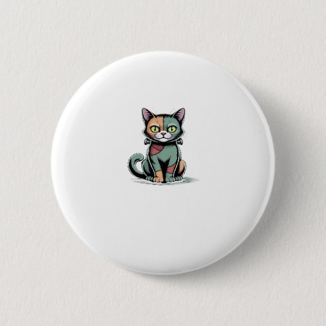 FrankenCat Oversized T-Shirt 6 Cm Round Badge (Front)