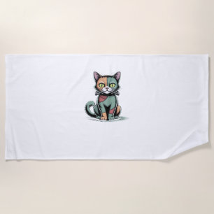 FrankenCat Oversized T-Shirt Beach Towel