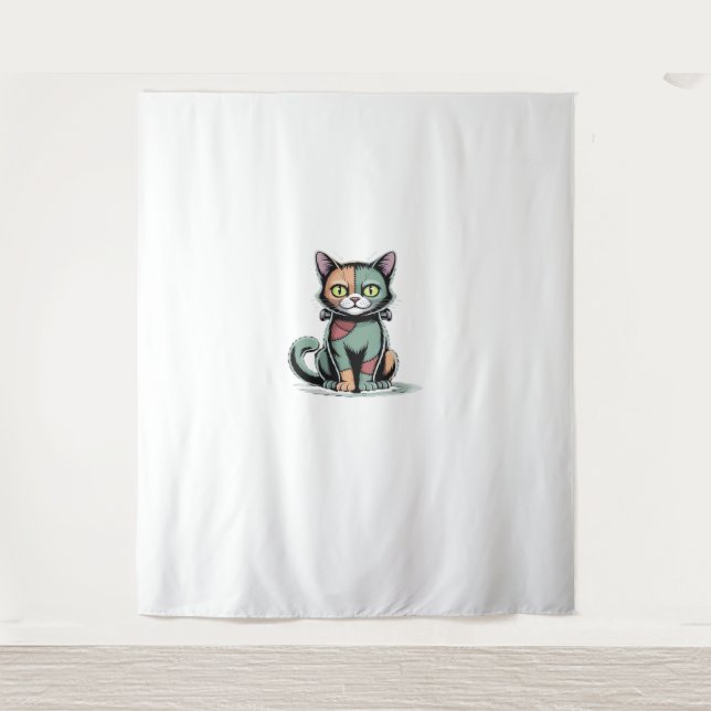 FrankenCat Oversized T-Shirt Tapestry (Front)