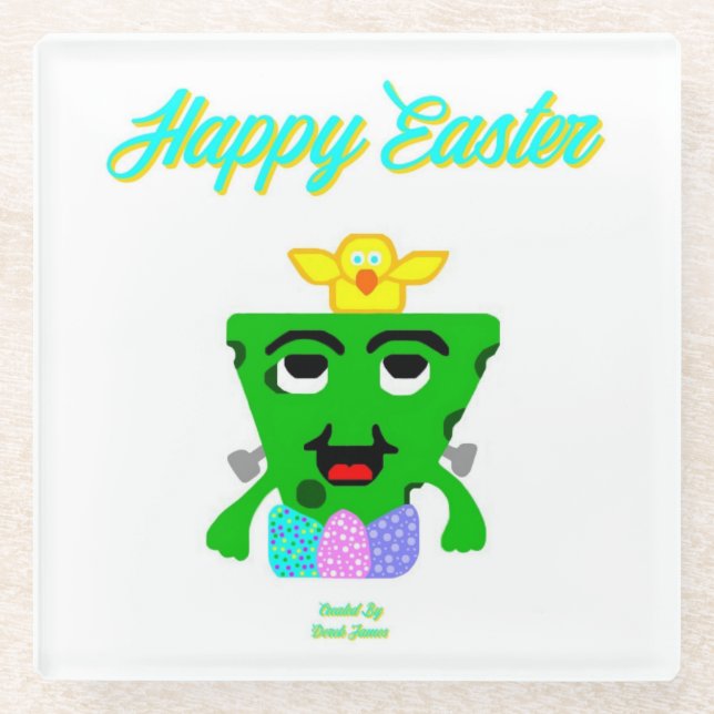 FrankenCheese Easter Glass Coaster (Front)