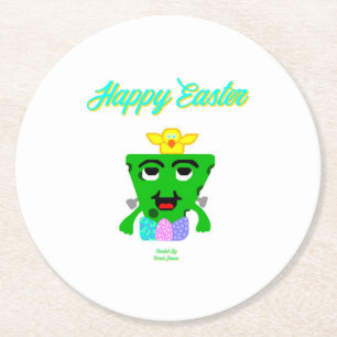 FrankenCheese Easter Round Paper Coaster