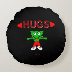 FrankenCheese Hugs Round Throw Pillow