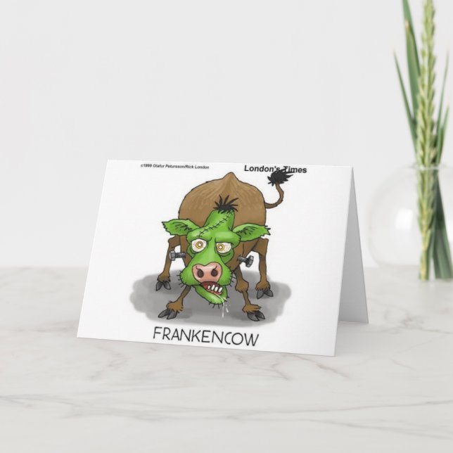 "FrankenCow" Funny Halloween Gifts & Collectibles Card (Front)