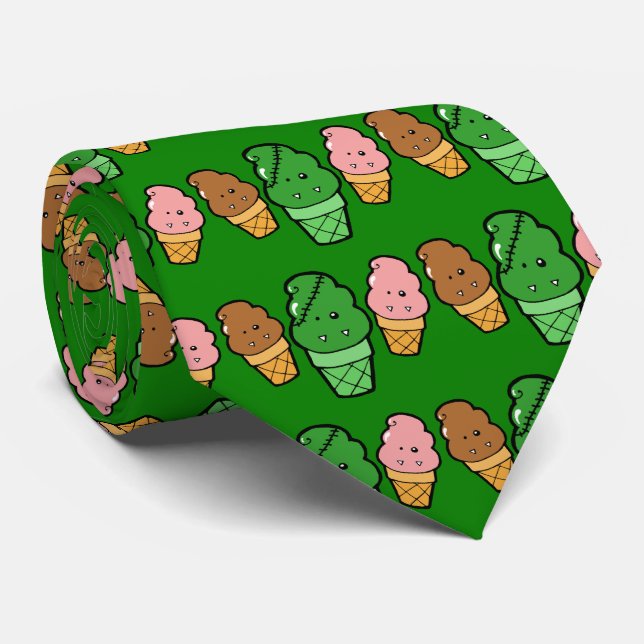 Frankencream Monster Ice Cream Cones Tie (Rolled)