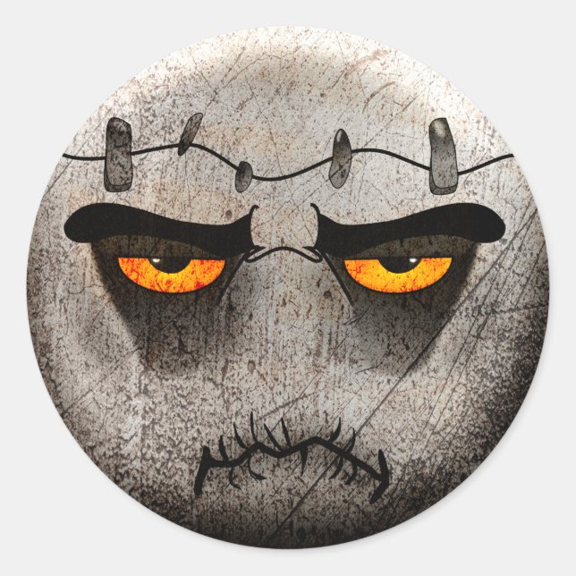 Frankenmoji Vintage Round Sticker (Front)