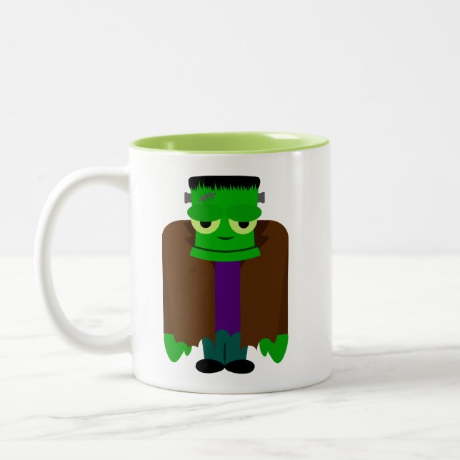 Frankenmonster Halloween dress up Two-Tone Coffee Mug (Left)