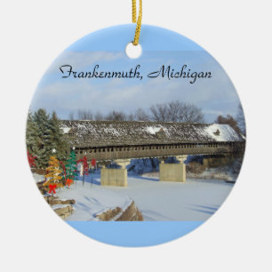 Frankenmuth MI Covered Wooden Bridge Ornament