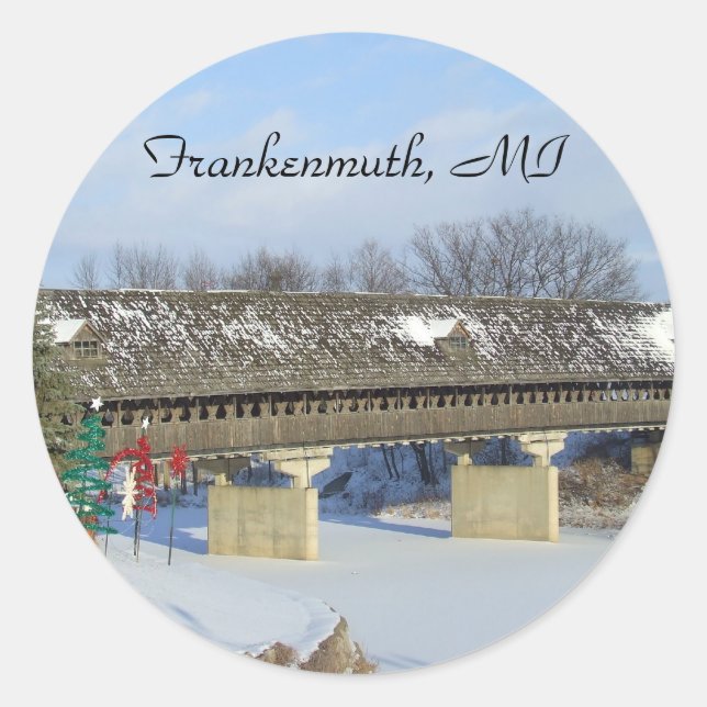 Frankenmuth Michigan Round Stickers Labels (Front)