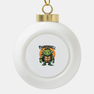 Frankenshell Turtle Ceramic Ball Christmas Ornament