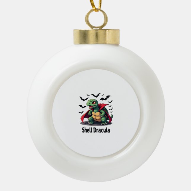 Frankenshell Turtle Ceramic Ball Christmas Ornament (Front)