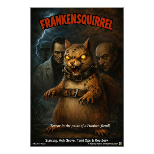 Frankensquirrel Classic Movie Parody Poster