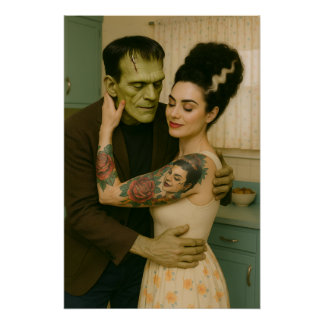 Frankenstein and Bride MCM Art Poster