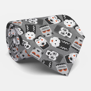 Frankenstein and spooky friends - black, white and tie