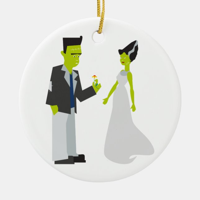 Frankenstein & Bride Ceramic Tree Decoration (Front)