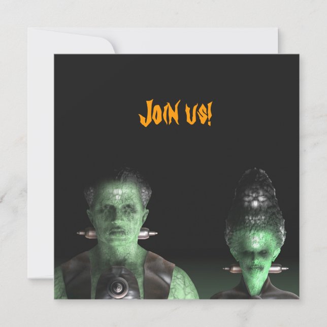 Frankenstein & Bride - Halloween Party Invitation (Front)