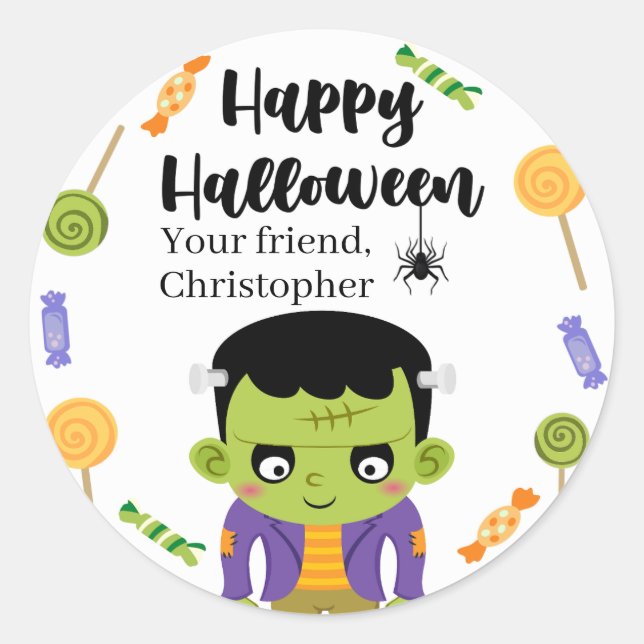 Frankenstein Candy Halloween stickers (Front)