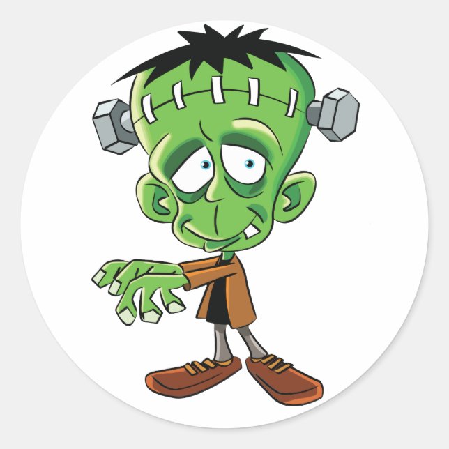 frankenstein cartoon classic round sticker (Front)