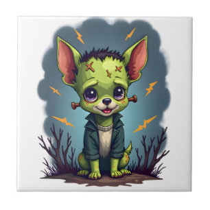 Frankenstein Chihuahua Shock Ceramic Tile