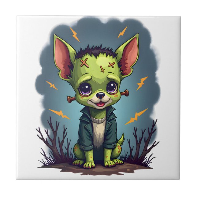 Frankenstein Chihuahua Shock Ceramic Tile (Front)