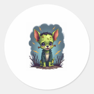 Frankenstein Chihuahua Shock Classic Round Sticker