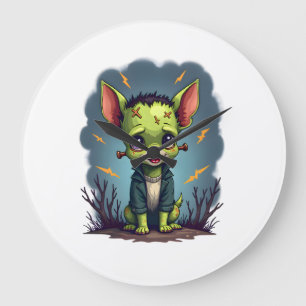 Frankenstein Chihuahua Shock Large Clock