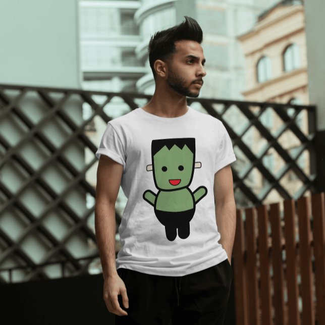 Frankenstein Cute Halloween T-Shirt (A fun Halloween design featuring a kawaii style Frankenstein)