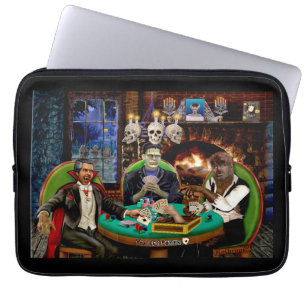 FRANKENSTEIN & DRACULA'S HALLOWEEN MONSTER POKER LAPTOP SLEEVE