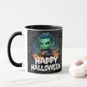 Frankenstein Eating Candy Happy Halloween Mug