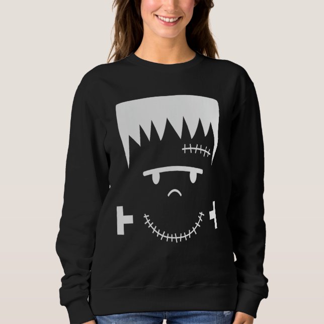 Frankenstein Face Funny Halloween Costume Sweatshirt (Front)