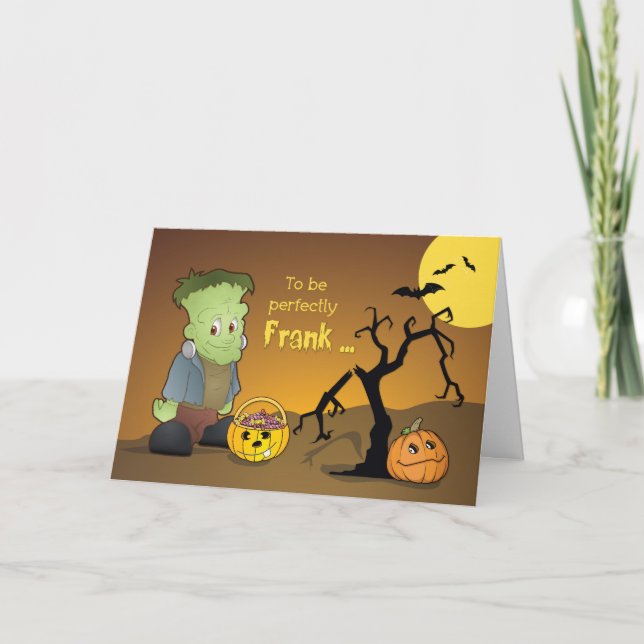 Frankenstein Funny Halloween Greeting Card (Front)