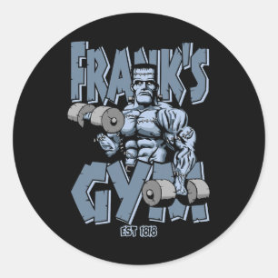 Frankenstein Gym Funny Bodybuilding Fitness Workou Classic Round Sticker