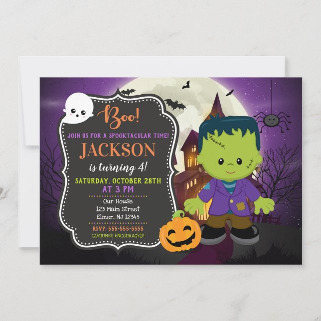 Frankenstein Halloween Birthday Invitation (Front)
