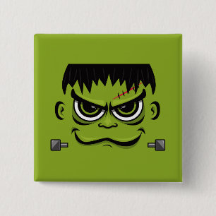 Frankenstein Halloween Face 15 Cm Square Badge