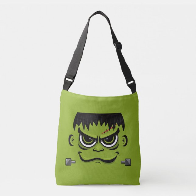 Frankenstein Halloween Face Crossbody Bag (Front)