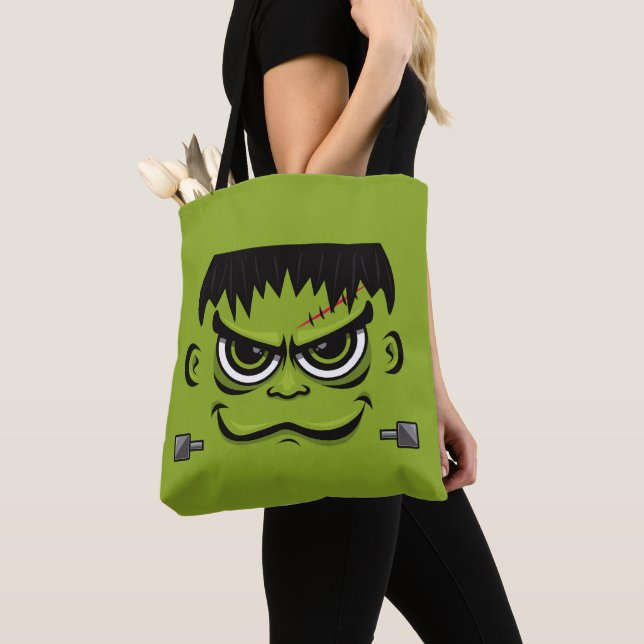Frankenstein Halloween Face Tote Bag (Close Up)