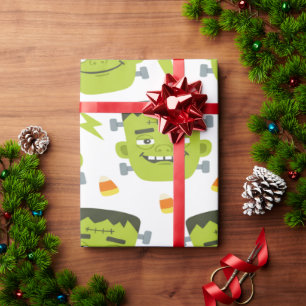 Frankenstein Halloween Illustration Cute Wrapping Paper