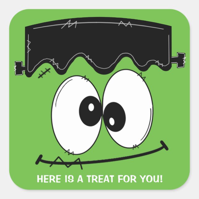 Frankenstein Halloween Party Stickers, Halloween Square Sticker (Front)