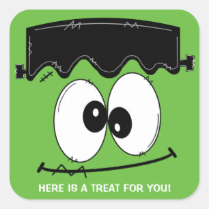 Frankenstein Halloween Party Stickers, Halloween Square Sticker