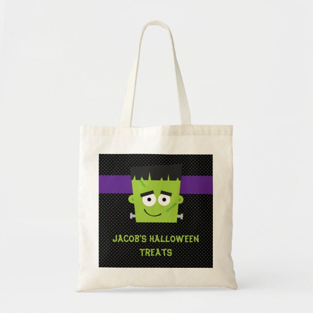 Frankenstein Halloween Sticker, Kids Halloween Tote Bag (Front)