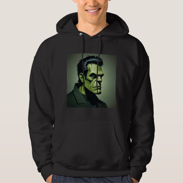 frankenstein mens black hoodie (Front)