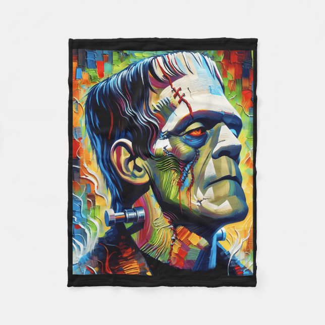 Frankenstein Monster And Bride Halloween Matching  Fleece Blanket (Front)
