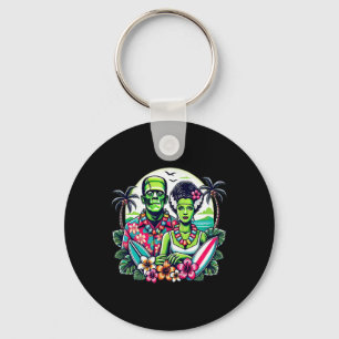 Frankenstein Monster And Bride Tropical Hawaiian B Key Ring
