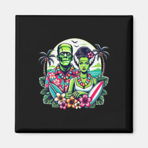 Frankenstein Monster And Bride Tropical Hawaiian B Magnet