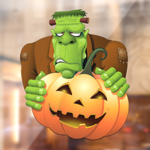 Frankenstein Monster Cartoon with Pumpkin