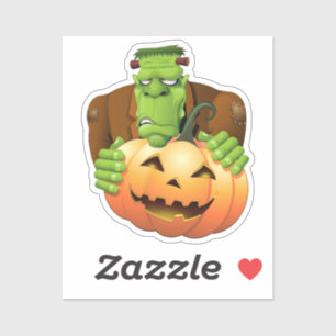 Frankenstein Monster Cartoon with Pumpkin