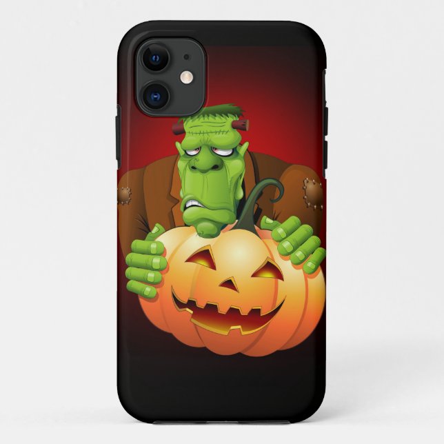 Frankenstein Monster Cartoon with Pumpkin Case-Mate iPhone Case (Back)