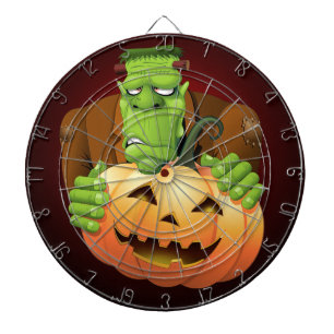 Frankenstein Monster Cartoon with Pumpkin Dartboard